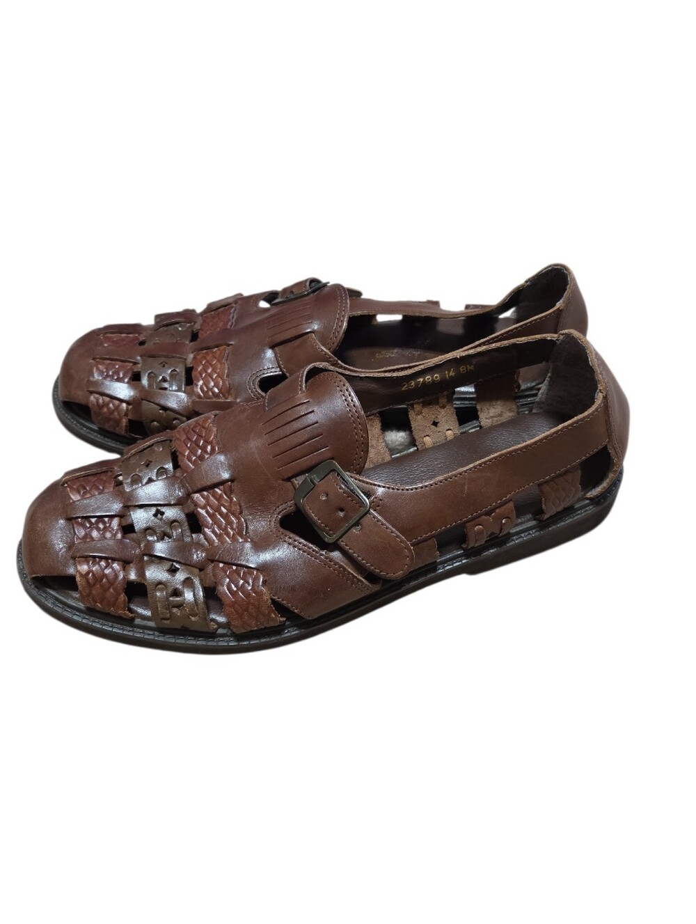 Stacy Adams Sierra woven fisherman sandals feature brown leather Mens Sz 8